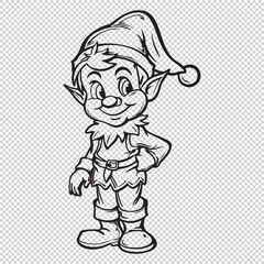Simple christmas elf icon, black vector illustration on transparent background
