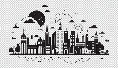 Obraz premium Simple skyline theme design, black vector illustration on transparent background