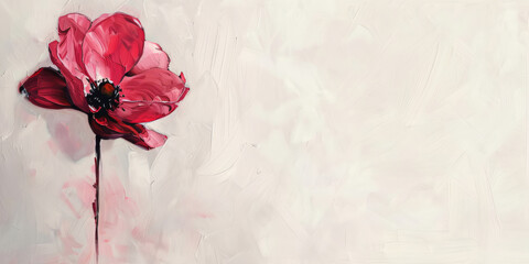 minimal flower oil paint with palette knife style with copy space