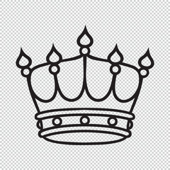 Simple crown icon, black vector illustration on transparent background