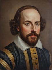 Portrait of William Shakespeare (1564 -1616). Famous English poet. Content made with generative AI not based on real persons