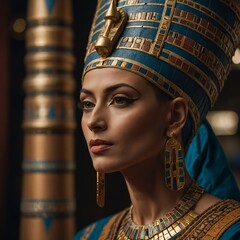 Queen Nefertiti of Egypt in her elegant royal attire