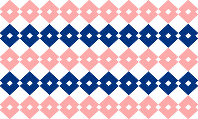 two tone blue and pink diamond repeat horizontal strip pattern, replete image design for fabric printing, patter rapport