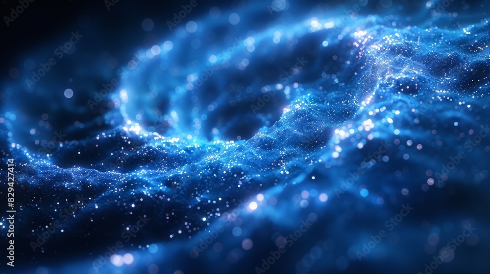 Wall mural dark blue background with swirling light flare that twists and turns created with generative ai tech
