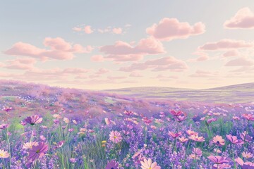 Tree in Lavender Field at Sunset, Valensole Plateau, Alpes-de-Haute-Provence, Provence-Alpes-Cote d´Azur, Provence, France. Beautiful simple AI generated image in 4K, unique.