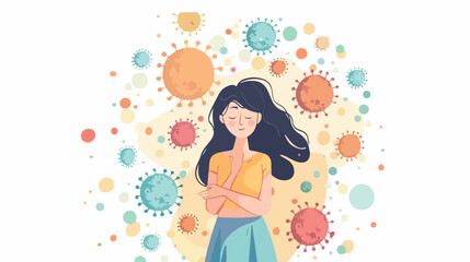 Obraz na płótnie Canvas The woman is safe from germs. Immunity concept. vector