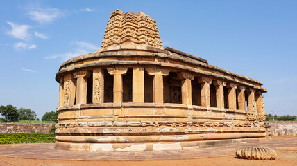 View of Shri Durga Temple, it educated to Sun God Aditya, Built in 7th Century, Aihole, Bagalkot,...