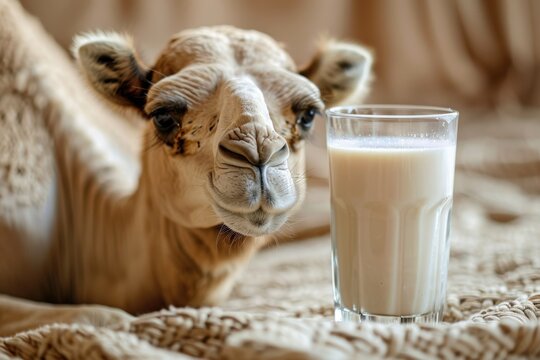 Camel and a glass of milk