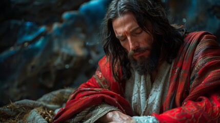 Fototapeta premium jesus in detailed view created with Generative AI technology