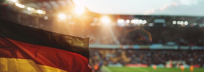 German flag at stadium. Sport concept. Football background