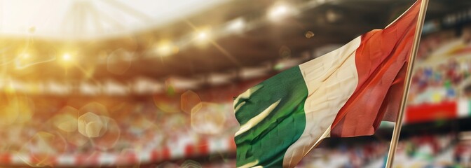 Italian flag at stadium. Sport concept. Football background