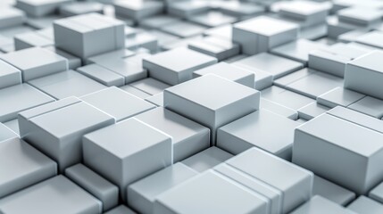  A large number of identical white cubes forming a wall or floor, with an equivalent arrangement in the center of the floor