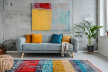 Cozy Living Room Scene with Harmonious Balance of Comfort and Style.