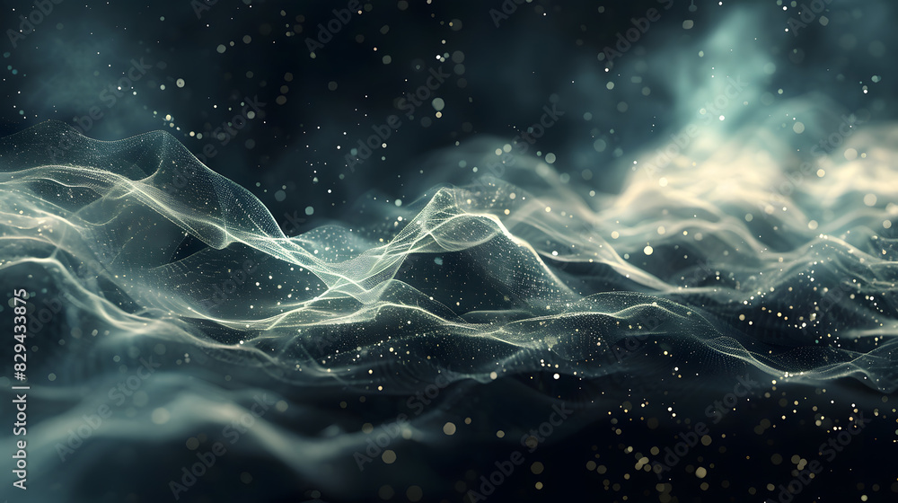 Poster abstract digital wave of particles background. generative ai.