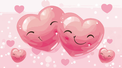 Valentines Day designs pink hearts. Greeting card. Car