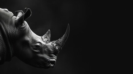 Closeup of Rhinoceros Horn, Detailed Black and White Imagery