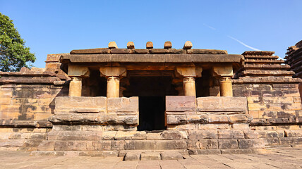 Temple Mandapa of Shri Tryambakeshwar Temple Complex, 9th Century Ruin Temple, Aihole, Bagalkot,...