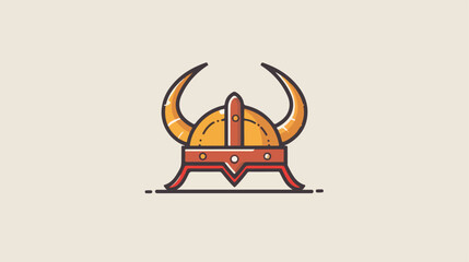 Vikings horned helmet icon on light background. Scand