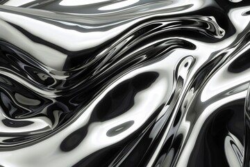 Close-up view of liquid silver flow creating a mesmerizing metallic texture, ideal for modern design elements.. Beautiful simple AI generated image in 4K, unique.