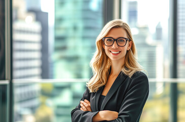 Portrait of smiling businesswoman indoor