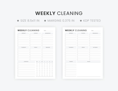 Weekly Cleaning Schedule Template, Printable Cleaning Checklist, Cleaning To Do List