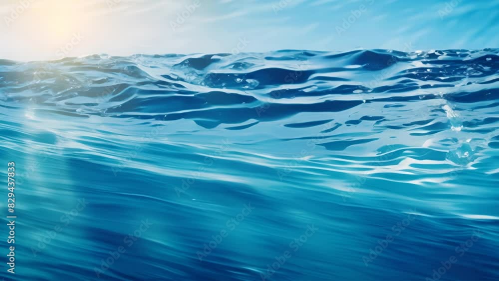 Aufkleber a splash of liquid splashes and waves across a clear blue pool. 3d element. clear drink. clear water