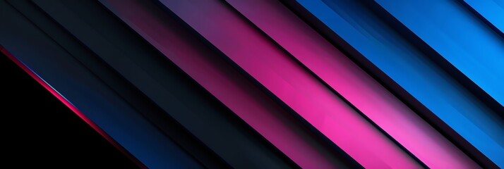 Obraz premium purple, and pink, blue three-dimensional striped background, black background aspect ratio 3:1, for banner, landing page, website