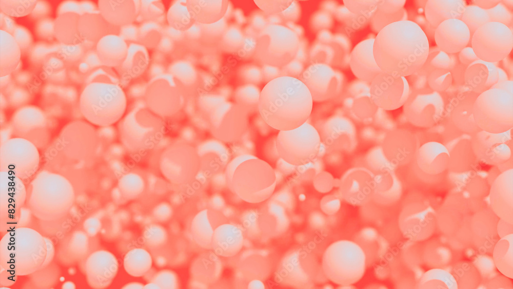 Poster colorful floating balls animation. design. 3d soft small spheres moving randomly all over the screen