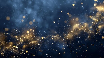 Obraz premium Three blurred images of gold dust against a dark blue background