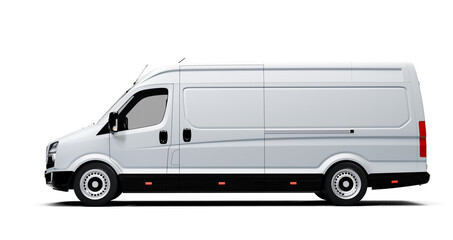 White cargo van with side profile on transparent background © Photocreo Bednarek
