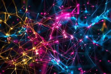 Obraz premium Abstract energy sphere with glowing bright particles, atom from energy scientific futuristic hi-tech background. Beautiful simple AI generated image in 4K, unique.