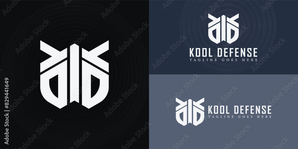 Aufkleber abstract initial hexagon letter kd or dk logo in solid white color isolated on multiple background c