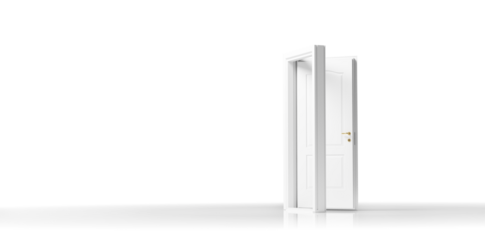 White open door isolated on transparent