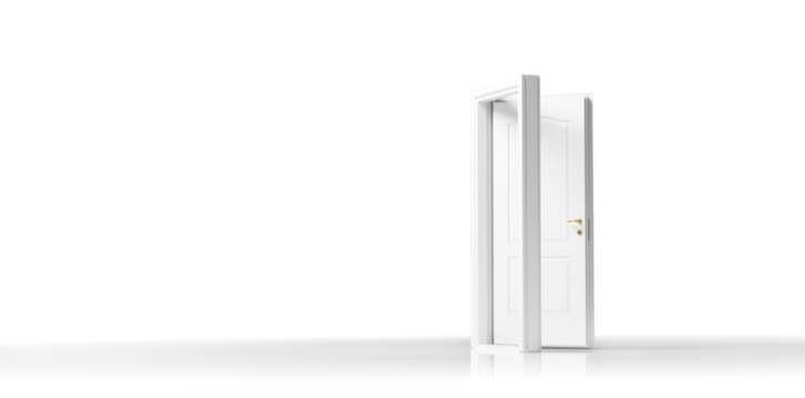 White open door isolated on transparent