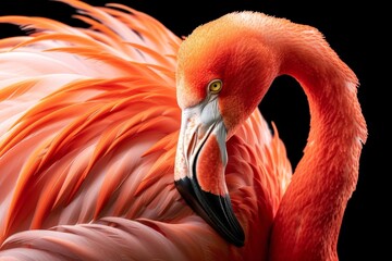 American Flamingo - Phoenicopterus ruber - beautiful red colored bird. Beautiful simple AI generated image in 4K, unique.