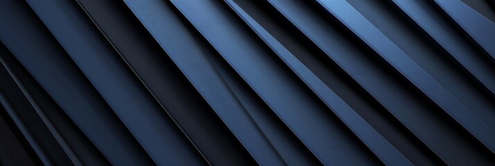 Regular blue and navy blue three-dimensional striped background, black background aspect ratio 3:1, for banner, landing page, website