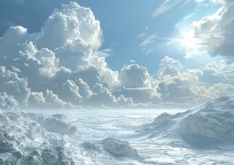 Glaciers and Snow-Capped Mountains with a Sea of Clouds