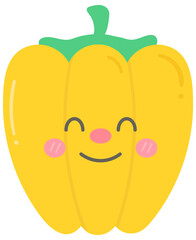 Kid hand drawn cute healthy food vegetable yellow bell pepper