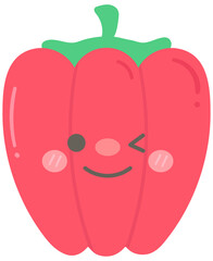 Kid hand drawn cute healthy food vegetable red bell pepper