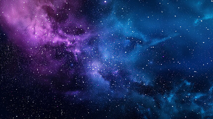 A blue and purple abstract background with small dots forming a galaxy pattern.
