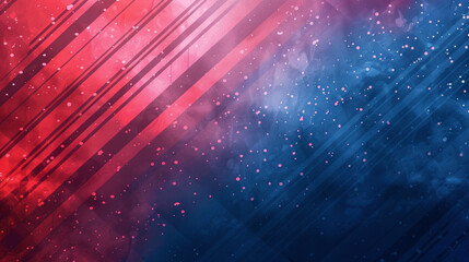 A blue and red abstract background with small dots in a striped pattern.
