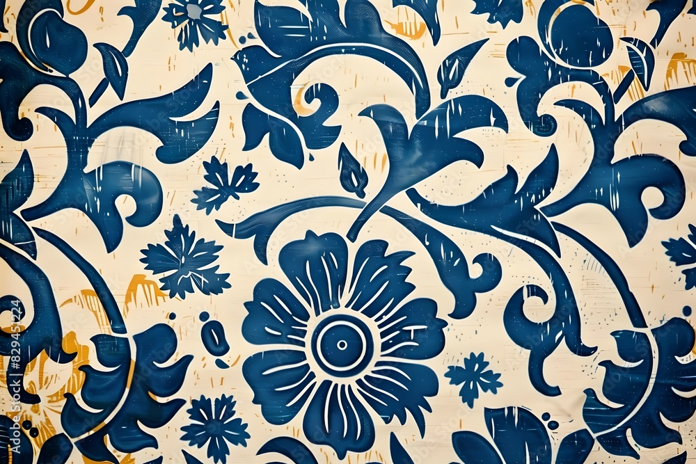 Poster artistic background featuring bold block print designs.