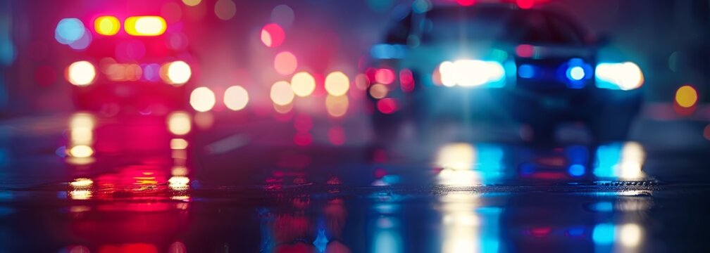 Police cars. Blurred background