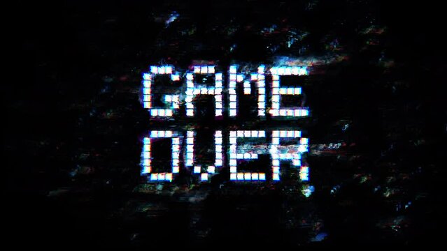Game over message with glitch effect. Seamless loop animation