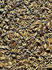 the texture of wood chips on the path in the park