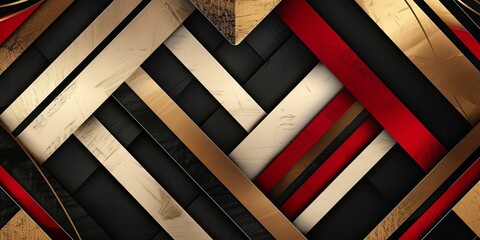 Obraz premium black, gold and Red three-dimensional striped background, triangle/rectangle, black backgroundaspect ratio 2:1, for banner, landing page, website