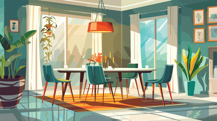 Stylish dining room interior. Home designs idea Cartoo