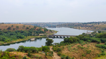 Fototapeta premium View of Naldurg Dam, Naldurg, Osmanabad, Maharashtra, India.