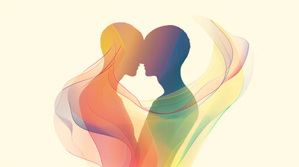 Abstract lines rainbow colors LGBT love and proud silhouette faceless art illustration