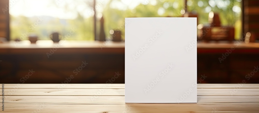 Aufkleber a copy space image showcasing an empty paper book placed on a wooden table